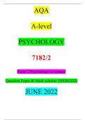A-level PSYCHOLOGY Paper 2 Psychology in contextPaper 2 Psychology in context Question Paper & Mark scheme (MERGED)