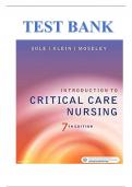TEST BANK FOR INTRODUCTION TO CRITICAL CARE NURSING, 7TH EDITION, BY MARY LOU SOLE,