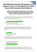 2023-HESI Mental Health RN Questions and Answers from V1-V3 Test Banks from Actual Exams Graded A +
