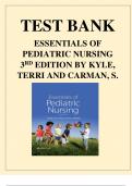 TEST BANK FOR ESSENTIALS OF PEDIATRIC NURSING 3RD EDITION BY KYLE 