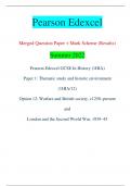 Pearson Edexcel Merged Question Paper + Mark Scheme (Results) Summer 2022 Pearson Edexcel GCSE In History (1HIA) Paper 1: Thematic study and historic environment  (1HIA/12) Option 12: Warfare and British society, c1250–present  and London and the Second W