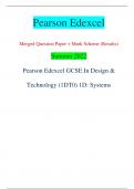 Pearson Edexcel Merged Question Paper + Mark Scheme (Results) Summer 2022 Pearson Edexcel GCSE In Design &  Technology (1DT0) 1D: Systems Centre Number Candidate Number *P71342A0128* Turn over  Total Marks Candidate surnam