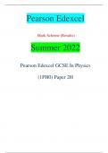 Pearson Edexcel Mark Scheme (Results) Summer 2022 Pearson Edexcel GCSE In Physics  (1PH0) Paper 2H Mark Scheme (Results) Summer 2022 Pearson Edexcel GCSE In Physics (1PH0) Paper 2H