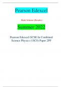 Pearson Edexcel Mark Scheme (Results) Summer 2022 Pearson Edexcel GCSE In Combined  Science Physics (1SC0) Paper 2PF Mark Scheme  (Results) Summer 2022 Pearson Edexcel GCSE In Combined Science Physics (1SC0) Paper 2PF  Edexcel and BTEC Qualifications