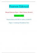 Pearson Edexcel Merged Question Paper + Mark Scheme (Results) Summer 2022 Pearson Edexcel GCSE In Arabic (1AA0/1F) Paper 1: Listening (Foundation Tier) *P72393RA0116* Turn over  P72393RA ©2022 Pearson Education Ltd. Q:1/1/1/1/1/1/1/1 Centre Number Candida