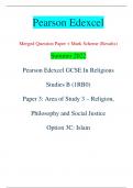 Pearson Edexcel Merged Question Paper + Mark Scheme (Results) Summer 2022 Pearson Edexcel GCSE In Religious  Studies B (1RB0) Paper 3: Area of Study 3 – Religion,  Philosophy and Social Justice Option 3C: Islam Centre Number Candidate Number *P71255A0120*