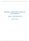 Introduction à la biologie cellulaire (BIO1540): révision de la matière du cours (partie 1)