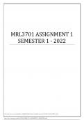 MRL3701 ASSIGNMENT 1  SEMESTER 1 - 2022