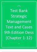 Test Bank Strategic Management Text and Cases 9th Edition Dess (Chapter 1-12)