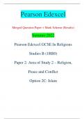 Pearson Edexcel Merged Question Paper + Mark Scheme (Results) Summer 2022 Pearson Edexcel GCSE In Religious  Studies B (1RB0) Paper 2: Area of Study 2 – Religion,  Peace and Conflict Option 2C: Islam Centre Number Candidate Number *P71251RA0120* Turn over