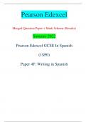 Pearson Edexcel Merged Question Paper + Mark Scheme (Results) Summer 2022 Pearson Edexcel GCSE In Spanish  (1SP0) Paper 4F: Writing in Spanish Centre Number Candidate Number *P71050A0112* Turn over 