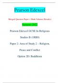 Pearson Edexcel Merged Question Paper + Mark Scheme (Results) Summer 2022 Pearson Edexcel GCSE In Religious  Studies B (1RB0) Paper 2: Area of Study 2 – Religion,  Peace and Conflict Option 2D: Buddhism Centre Number Candidate Number *P71252A0120* Turn ov
