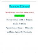 Pearson Edexcel Merged Question Paper + Mark Scheme (Results) Summer 2022 Pearson Edexcel GCSE In Religious  Studies A (1RA0) Paper 3: Area of Study 3 – Philosophy  and Ethics Option 3B: Christianity Centre Number Candidate Number *P65004A0112* Turn over 