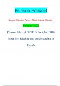 Pearson Edexcel Merged Question Paper + Mark Scheme (Results) Summer 2022 Pearson Edexcel GCSE In French (1FR0)  Paper 3H: Reading and understanding in  French Centre Number Candidate Number *P71028RA0120* Turn over  Total Marks
