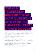 ISYE 6414  REGRESSION  MIDTERM 2 REAL  EXAM QUESTIONS  WITH VERIFIED  ANSWERS LATEST  UPDATE 2023&sol;2024