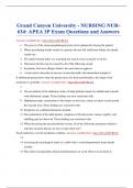 GRAND CANYON UNIVERSITY NURSING NUR 634 APEA 3P EXAM QUESTIONS AND ANSWERS.