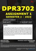 DPR3702 ASSIGNMENT 1 MEMO - SEMESTER 2 - 2023 - UNISA - &lpar;DETAILED ANSWERS WITH REFERENCES - DISTINCTION GUARANTEED&rpar; - DUE&colon;- 11 AUGUST 2023