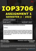 IOP3706 ASSIGNMENT 1 MEMO - SEMESTER 2 - 2023 - UNISA - (DETAILED ANSWERS WITH REFERENCES - DISTINCTION GUARANTEED) - DUE AUGUST 2023