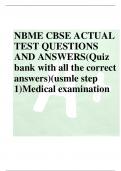 NBME CBSE ACTUAL TEST QUESTIONS AND ANSWERS&lpar;Quiz bank with all the correct answers&rpar;&lpar;usmle step 1&rpar;Medical examination
