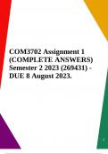 COM3702 Assignment 1 &lpar;COMPLETE ANSWERS&rpar; Semester 2 2023 &lpar;269431&rpar; - DUE 8 August 2023&period;