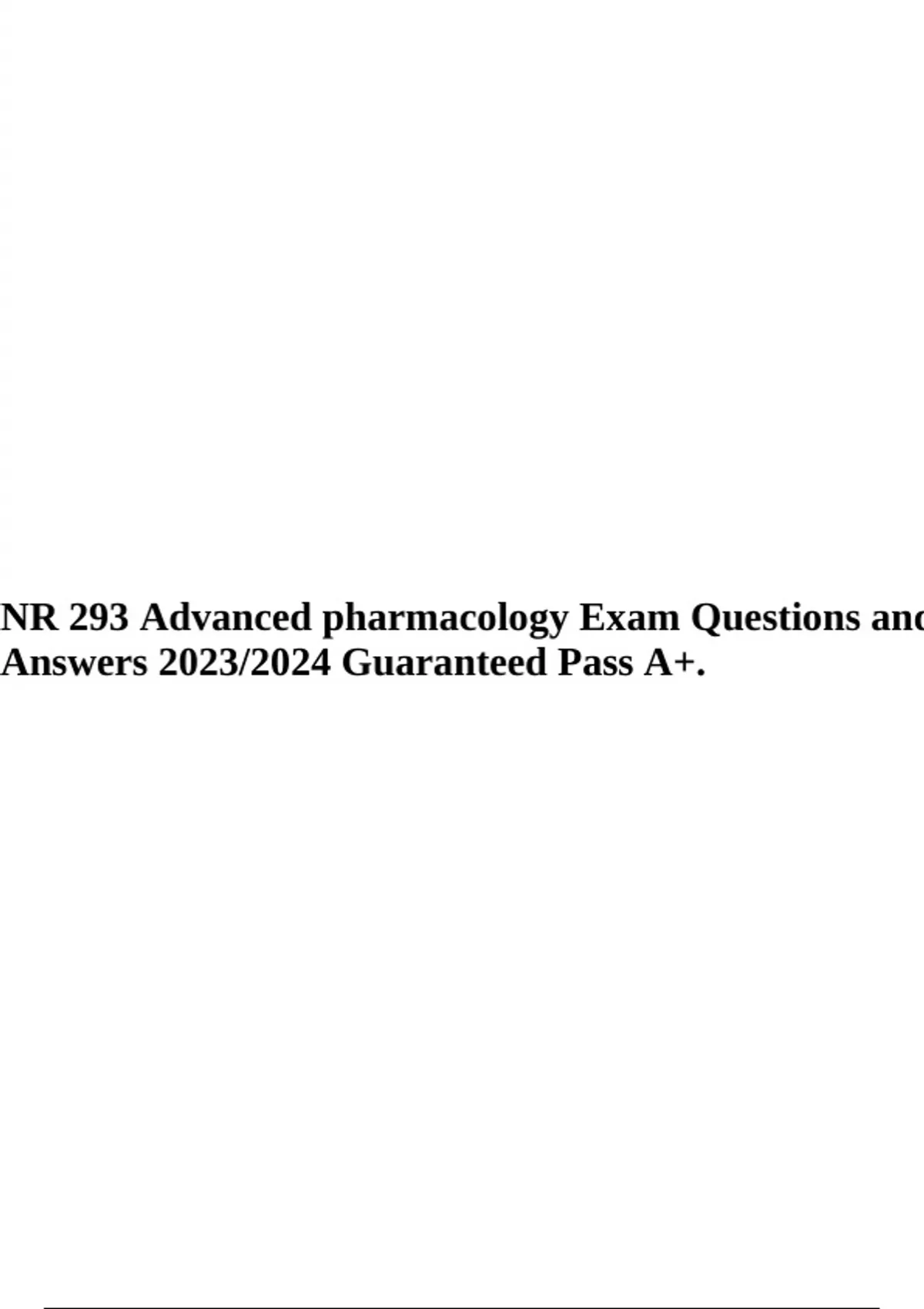 NR 293 ATI Pharmacology Final Exam Questions and Answers 2023/2024 ...