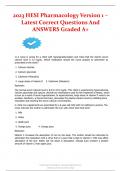 2023 HESI Pharmacology Version 1 &ndash;  Latest Correct Questions And  ANSWERS Graded A&plus; 