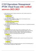 C215 Operations Management PVDC Final Exam-with verified answers-2022-2023