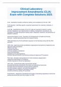 Clinical Laboratory Improvement Amendments &lpar;CLIA&rpar;  Exam with Complete Solutions 2023&period;