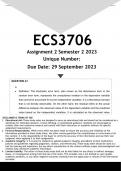 ECS3706 Assignment 2 (ANSWERS) Semester 2 2023 - DISTINCTION GUARANTEED.