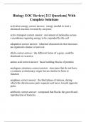 Biology EOC Review&vert; 212 Questions&vert; With Complete Solutions