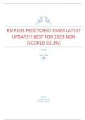 RN PEDS PROCTORED EXAM LATEST  UPDATE!! BEST FOR 2023 NGN  {SCORED 93.3%}  QUESTIONS and ANSWERS