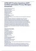 CIPM IAPP Practice Questions &lpar;IAPP Certified Information Privacy Manager&rpar; Answered&excl;&excl;
