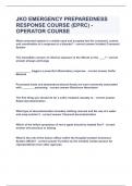 JKO EMERGENCY PREPAREDNESS RESPONSE COURSE (EPRC) - OPERATOR COURSE|UPDATED&VERIFIED|100% SOLVED|GUARANTEED SUCCESS