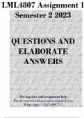LML4807 Assignment 1 Semester 2 2023 - DUE 22 August 2023