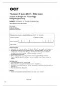 ocr A Level in Design and Technology Design Engineering H404-01 Question Paper June 2022