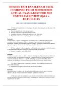 HESI RN EXIT EXAM-EXAM PACK COMBINED FROM 2020/2021/2022 ACTUAL EXAMS-BEST FOR 2023 EXIT EXAM REVIEW (Q&A + RATIONALE)