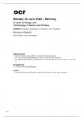ocr A Level in Design and Technology Fashion and Textiles &lpar;H405-02&rpar; Mark Scheme June2022