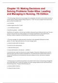 Chapter 15: Making Decisions and Solving Problems Yoder-Wise: Leading and Managing in Nursing, 7th Edition  | Questions and Answers(A+ Solution guide)