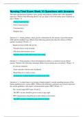 Nursing Final Exam Week 10 Questions with Answers