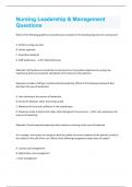 Nursing Leadership & Management Questions | 80 Questions and Answers with complete solution