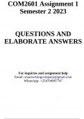 COM2601 Assignment 1 Semester 2 2023