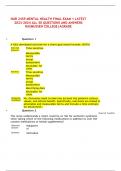 NUR 2459 MENTAL HEALTH FINAL EXAM 1 LATEST  2023-2024 ALL 50 QUESTIONS AND ANSWERS  RASMUSSEN COLLEGE&vert;AGRADE