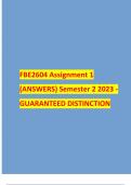 FBE2604 Assignment 1 (ANSWERS) Semester 2 2023 - GUARANTEED DISTINCTION 