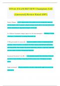 FINAL EXAM REVIEW Champions SAE &lpar;Answered&rpar; Review Rated 100&percnt;