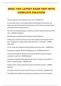 EDUC 1301 LATEST EXAM TEST WITH COMPLETE SOLUTION
