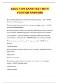 EDUC 1301 EXAM TEST WITH VERIFIED ANSWERS