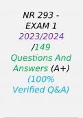 NR 293 - EXAM 1 2023/2024  /149 Questions And Answers (A+)  (100% Verified Q&A)