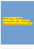 HESI Prep - Health Assessment 100+ Practice Questions and answers 2023.