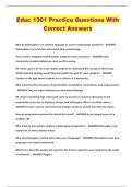 Educ 1301 Practice Questions With Correct Answers