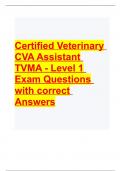 Certified Veterinary CVA Assistant TVMA - Level 1 Exam Questions with correct Answers